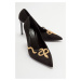 LuviShoes LARINO Women's Black Suede Heeled Shoes