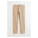 H & M - Kalhoty z bavlněného kepru Slim Fit - béžová