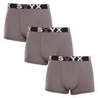 Styx 3PACK pánské boxerky sportovní guma tmavě šedé L