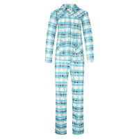 Odeta dámské kostkované pyžamo dlouhé 2271 světle modrá
