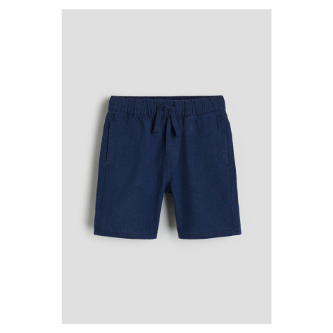 H & M - Natahovací šortky z lněné směsi - modrá H&M