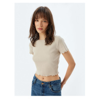 Koton Crop T-Shirt Short Sleeve Crew Neck Cotton