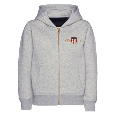 MIKINA GANT D1. MED ARCHIVE SHIELD ZIP HOODIE šedá