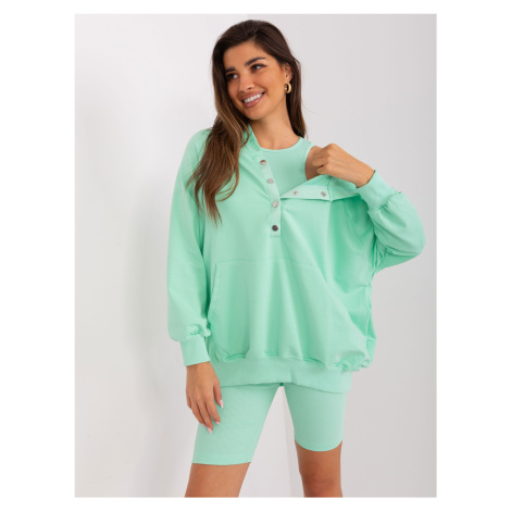 MINTOVÝ TŘÍDÍLNÝ KOMPLET ŠORTEK, CROP TOPU A MIKINY -MINT BASIC