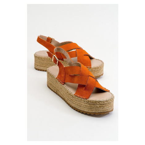 LuviShoes Lontano Orange Suede Genuine Leather Women's Sandals