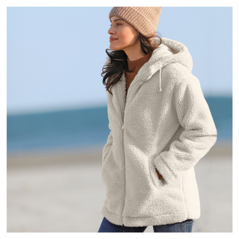 Blancheporte Buklé kabát s kapucí a zipovým zapínáním přírodní