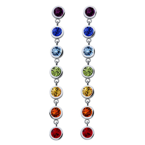 CRYSTalp Dlouhé náušnice s barevnými krystaly Balance Post Chakra 42162.MUL.E