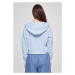 Ladies Short Flower Embroidery Terry Hoody - balticblue