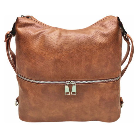 Moderní středně hnědý kabelko-batoh z eko kůže Kaline Tapple