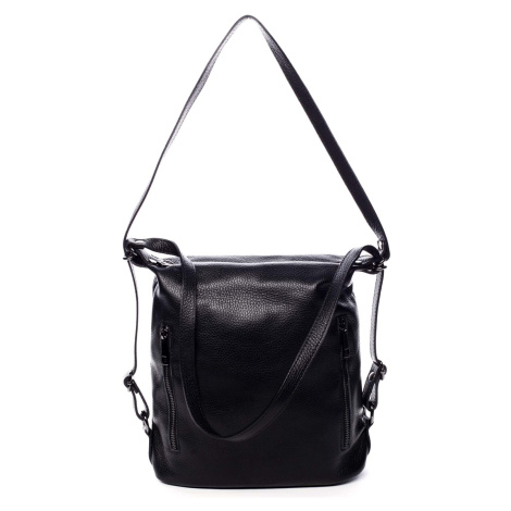 Kožená dámská kabelka batoh Charlotte, černá Delami Vera Pelle