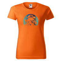 DOBRÝ TRIKO Dámské tričko s potiskem Horská jízda Barva: Oranžová