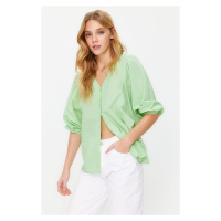Trendyol Green Bat Sleeve Woven Shirt