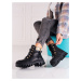 Exkluzívní dámské černé kotníčkové boty na plochém podpatku