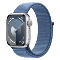 Apple Watch Series 9 41mm Stříbrný hliník s ledově modrým provlékacím sportovním řemínkem