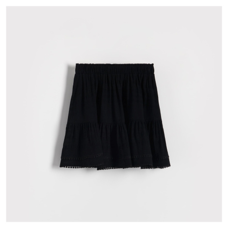 Reserved - Mini sukně s vysokým podílem viskózy - Černý