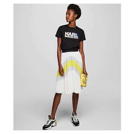 Sukně Karl Lagerfeld Colourblock Pleated Skirt - Bílá