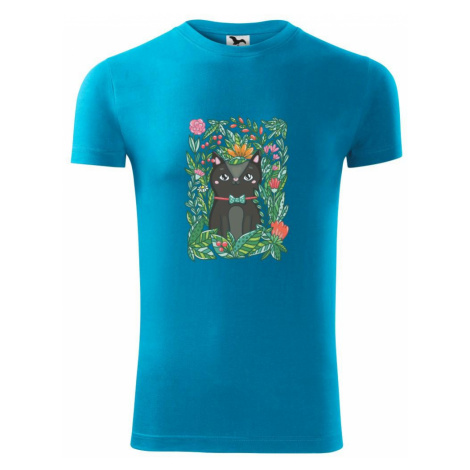 Kočka s květy malovaná - Viper FIT pánské triko