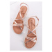 Růžovozlaté kožené nízké sandály 1-28139