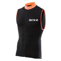 SIX2 Cyklistický dres bez rukávů - BIKE2 STRIPES - černá/oranžová