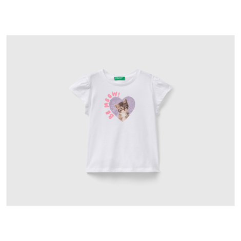 Benetton, T-shirt With Photo Print And Glitter United Colors of Benetton