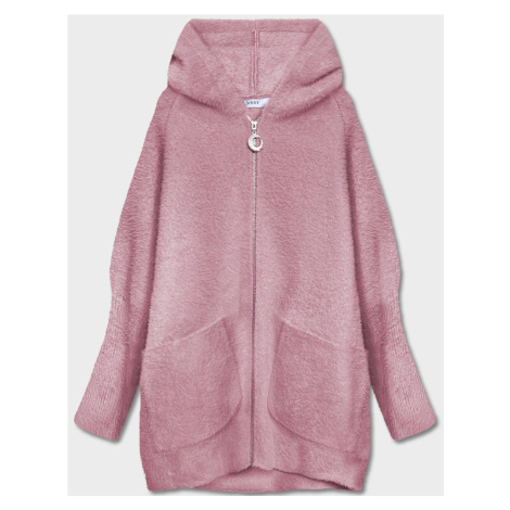 Růžový přehoz přes oblečení ála alpaka s kapucí (B6007-81) S'WEST