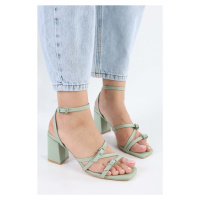 Shoeberry Women's Boyze Mint Green Belt Buckle Heeled Shoes