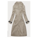Tmavě béžový dlouhý dámský kabát trenčkot s opaskem (1803#-5)