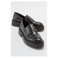 LuviShoes NONTE Women's Black Patterned Loafers