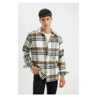 DEFACTO Regular Fit Polo Collar Plaid Flannel Long Sleeve Shirt