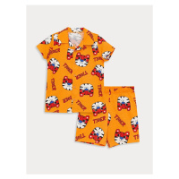 LC Waikiki Lcw Baby Polo Collar Short Sleeved Patterned Baby Boy Pajamas Set
