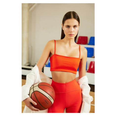 Trendyol Pomegranate Flower Medium Supported/Styling Rope Strap Knitted Sports Bra