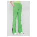 Kalhoty Tommy Hilfiger dámské, zelená barva, zvony, high waist
