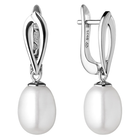 Gaura Pearls Stříbrné náušnice s řiční perlou Molly, stříbro 925/1000 SK21108EL Bílá