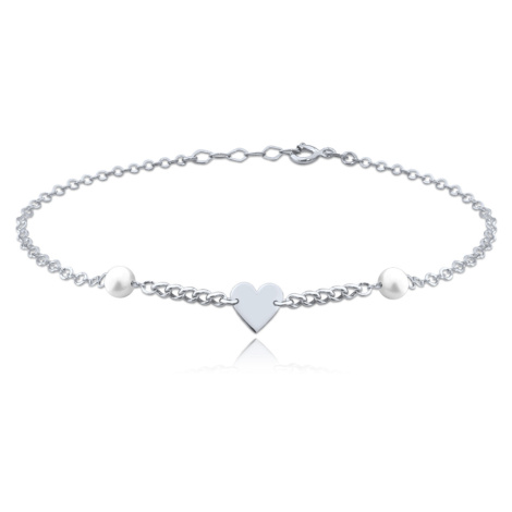 Olivie Zlatý náramek z bílého zlata s bílými perlami Au 585/1000