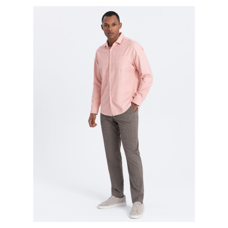 Světle růžová pánská košile Ombre Clothing