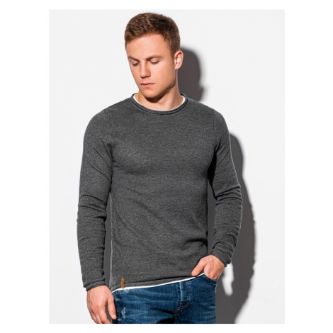 Ombre Clothing Tmavě šedý bavlněný pánský svetr E121