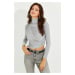 Cool & Sexy Women's Gray Draped Blouse