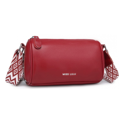Miss Lulu dámská kožená crossbody kabelka se širokým popruhem L2309 - červená