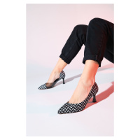 LuviShoes CHEVY Dámské boty s černobílým vzorem a průhledným podpatkem