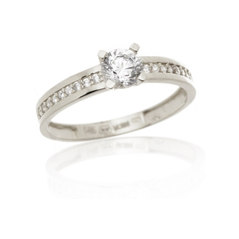 Dámský prsten z bílého zlata s čirými zirkony PR0676F + DÁREK ZDARMA Ego Fashion