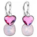 Evolution Group Stříbrné náušnice visací s krystaly Swarovski růžové srdce 31234.3 fuchsia