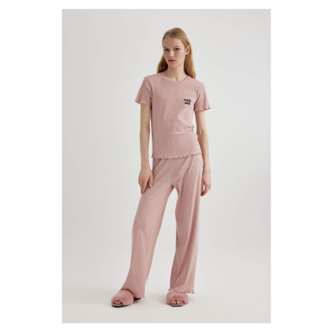DEFACTO Fall in Love Regular Fit 2 Piece Ribbed Pajama Set