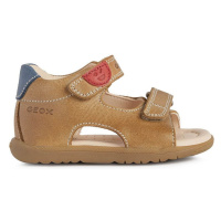 Dětské kožené sandály Geox hnědá barva
