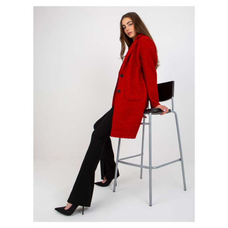 Tmavě červený plyšový kabátek se zapínáním OH BELLA Fashionhunters