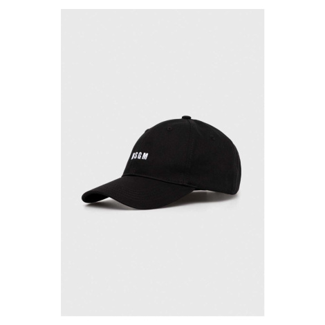 Bavlněná baseballová čepice MSGM černá barva, s aplikací, 3641MDL06.247273