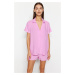Trendyol Light Pink Viscose Shirt-Short Woven Pajamas Set