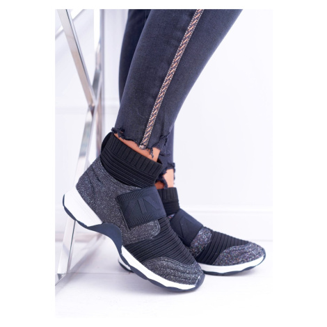 Women’s Sport Shoes Lu Boo With a Sock Brocade Black Phantom Kesi