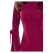 Elegantní dámské šaty ve vínové bordó barvě s brokátovými rukávy 429-4