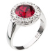Evolution Group Stříbrný prsten s krystaly Swarovski červený kulatý 35026.3