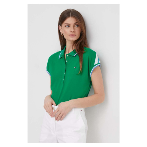 Polo tričko Tommy Hilfiger zelená barva, WW0WW41285